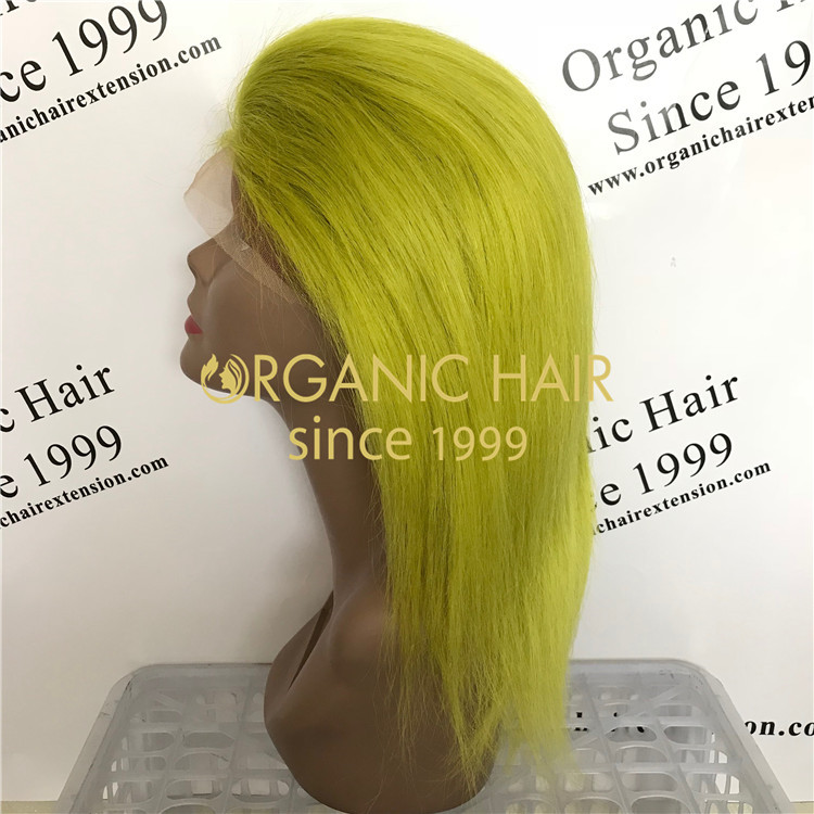 Green hair 100% remy hair virgin hair  glueless full lace wigs at wholesale price in Chinese factory A49